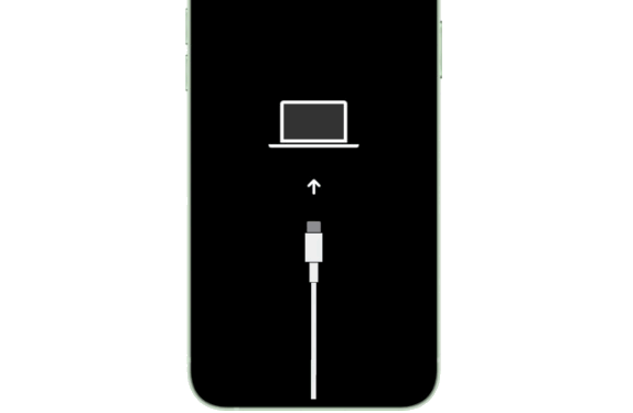 リカバリーモードになったら、iPhoneの画面にiTunesマークが表示されるため確認